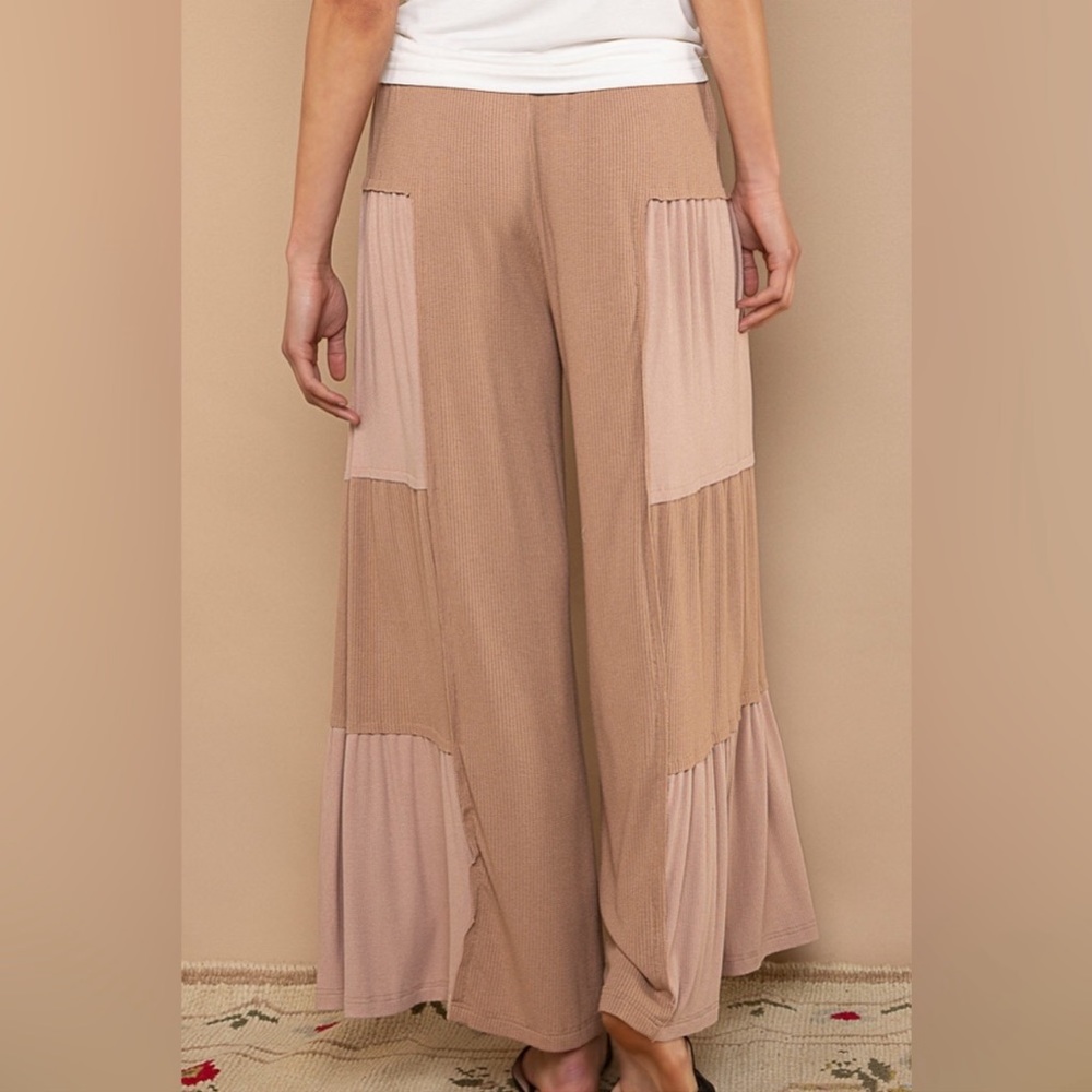 POL Mocha Latte Ribbed Knit Wide Leg Pants - Picture 4 of 5